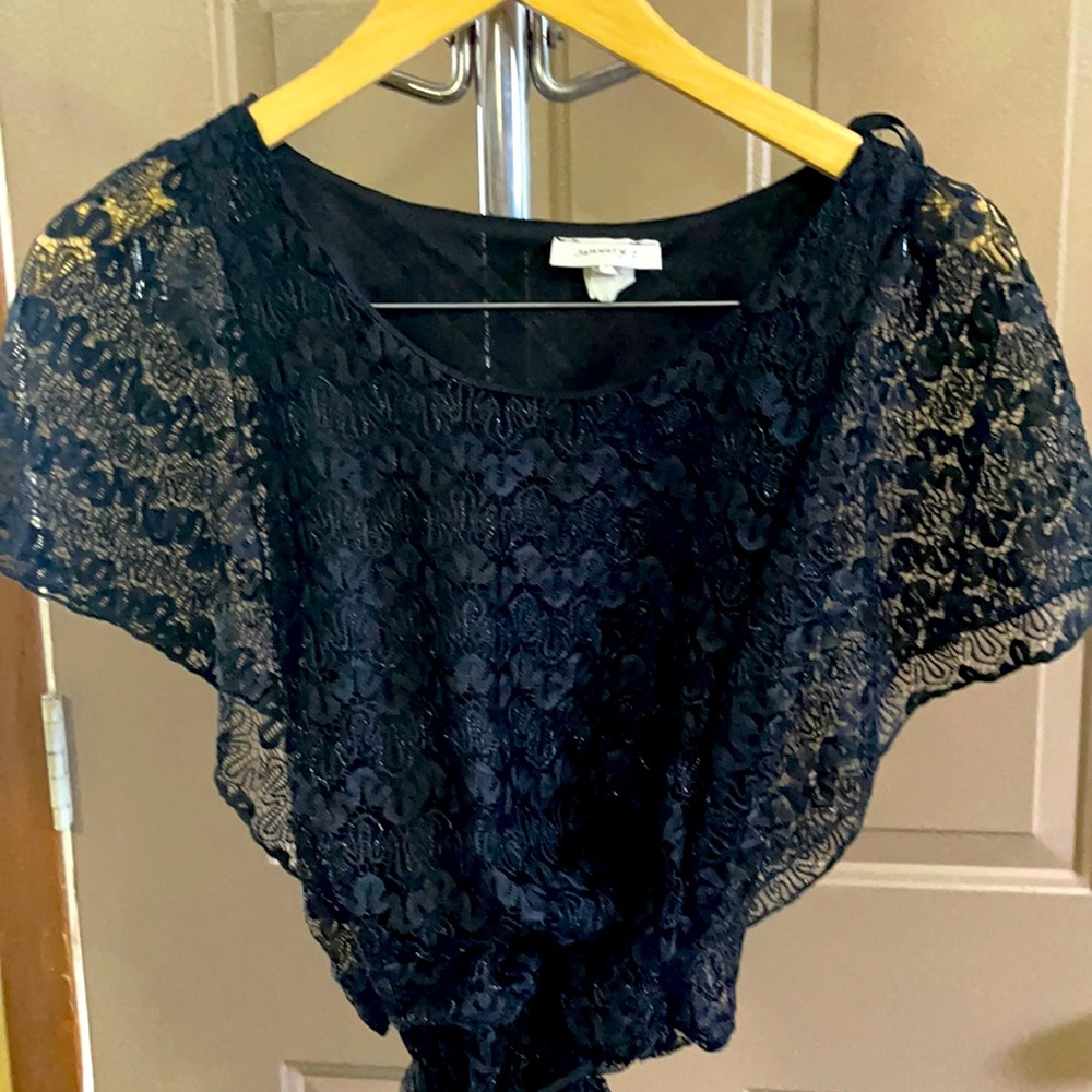 Black Formal Top with Pattern